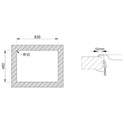 Lava louça RODI OKIO LINE 65, uma pia lateral com escorredor reversível, inox polido, encastrar, 650 x 500, MOD.450 mm