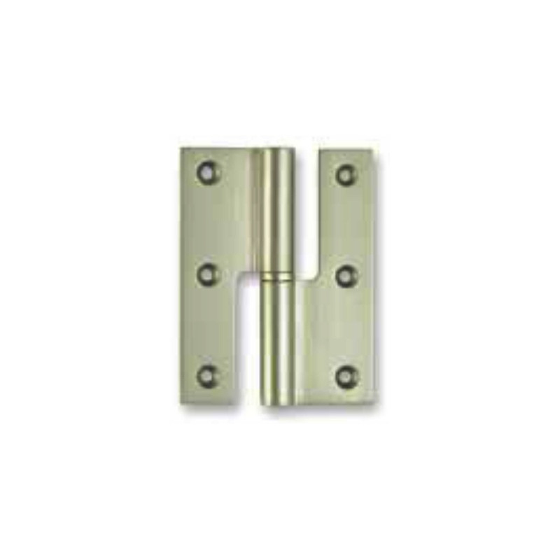 Dobradiça meio balanço rasa Sofima 307 para porta, latão niquelado mate, 3,5", A.87,5 x L.39 x E.3 mm, esquerda