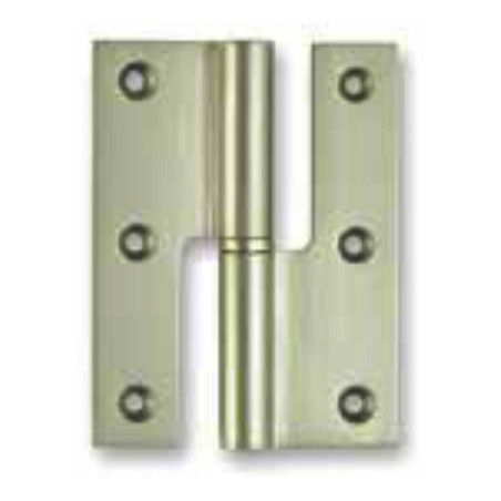 Dobradiça meio balanço rasa Sofima 307 para porta, latão niquelado mate, 3,5", A.87,5 x L.39 x E.3 mm, esquerda