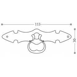 Puxador rústico, espelho c/pingente argola Sofima 155, zamak niquelado preto, C.113 x A.30 mm