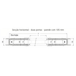 Caixilho duplo SCRIGNO SCRIGNOtech ST3419 p/porta de correr, p/parede alvenaria EXT.105 x INT.70, L.1400(700 x 700) x H.2020 mm