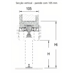 Caixilho duplo SCRIGNO SCRIGNOtech ST3419 p/porta de correr, p/parede alvenaria EXT.105 x INT.70, L.1400(700 x 700) x H.2020 mm