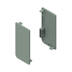 Puxador atual perfil, jogo 2 tampas (direita + esquerda) p/perfil gola L Monza, plástico preto mate, P.26,5 x A.57 mm