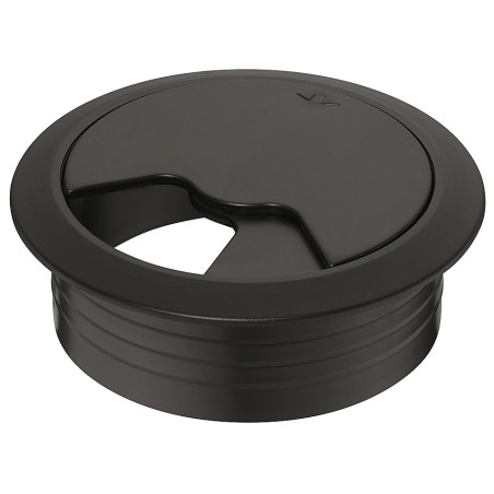 Passa cabos/fios com tampa giratória HAFELE 428.96.302, plástico preto, A.24 x Ø.60 mm