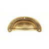 Puxador rústico, concha curva Nesu 73218, zamak ouro velho, 3 furos, C.93 x A.40 x P.21 mm