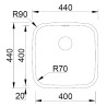 Lava louça RODI BAHIA, uma pia sem escorredor, inox polido, aplicação inferior, 440 x 440, MOD.500 mm