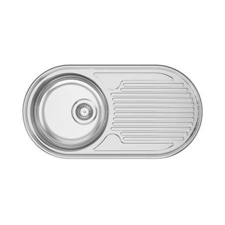 Lava louça RODI SEMI-DUETO, uma pia com escorredor reversível, inox não polido, encastrar, 847 x 444, MOD.450 mm