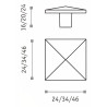 Puxador clássico, cogumelo quadrado pirâmide Sofima 741, zamak cromado mate, 1 furo, A.20 x 34 x 34 mm