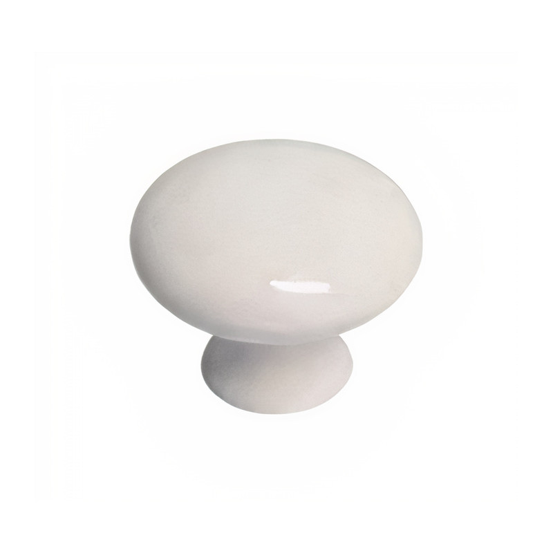 Puxador cerâmica, cogumelo redondo Nesu 457M0, porcelana branco, Ø.29 mm