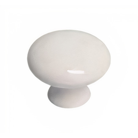 Puxador cerâmica, cogumelo redondo Nesu 457M0, porcelana branco, Ø.29 mm