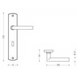 Puxador espelho alto rectangular c/manete redonda Sofima 816, latão polido, Ø.15 x P.50 x L.41/100 x A.218 mm