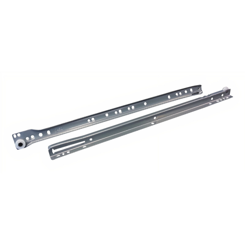 Corrediça de gaveta c/roda de nylon Murano T01A12550, extração parcial c/self close, aço cinza, suporta 25 kg, E.1 x C.550 mm