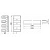 Grelha de ventilação p/forno/cozinha Artimol 4 elementos, encaixes plástico, perfil alumínio branco F133, P.25 x A.60 x L.600 mm