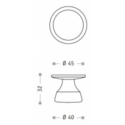 Puxador espelho redondo c/bola pequena Sofima 484, zamak cromado mate, P.32 x Ø.45/40 mm