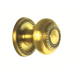 Puxador rústico, espelho redondo c/bola pequena Sofima 454, zamak latonado, A.38 x Ø.40 mm