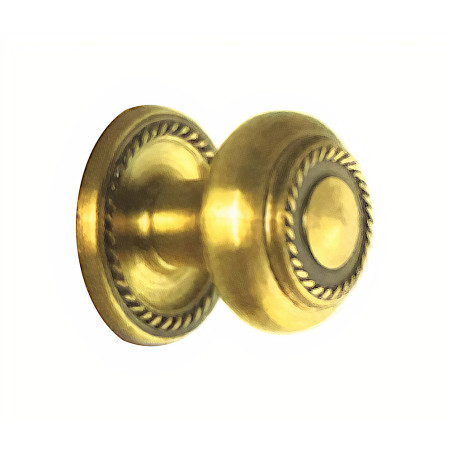 Puxador rústico, espelho redondo c/bola pequena Sofima 454, zamak bronze/lacado, A.38 x Ø.40 mm