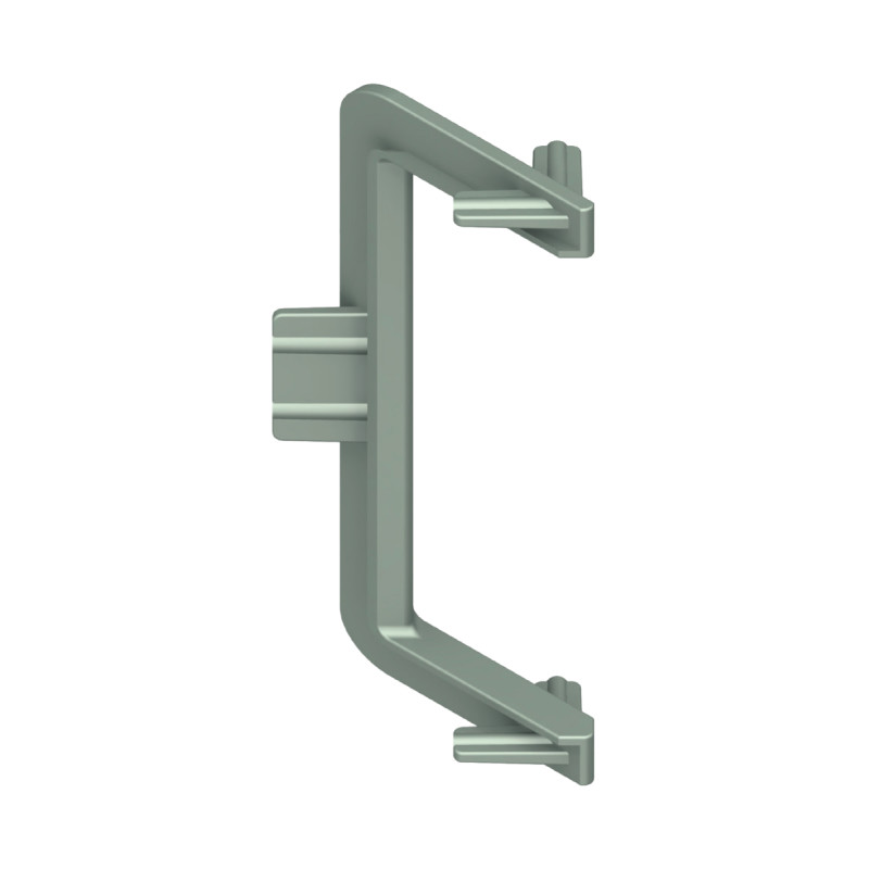 Puxador atual perfil, canto exterior p/perfil gola C Monza, plástico prata mate, A.70 mm