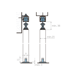 Jogo para porta de correr suspensa KLEIN NK-45, ferro, plástico, suporta 45 kg