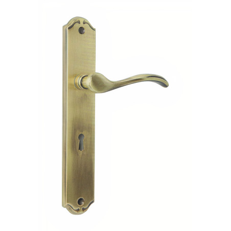 Puxador rústico, espelho alto rectangular c/manete curva Sofima 820, zamak niquelado mate, P.60 x L.44/110 x A.244 mm