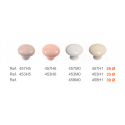 Puxador cerâmica, cogumelo redondo Nesu 457M0, porcelana branco, Ø.29 mm