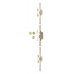 Fechadura de embutir segurança 3 pontos fecho frontal UCEM 2560 p/portas blindadas, dourado, distância testa á broca de 60 mm