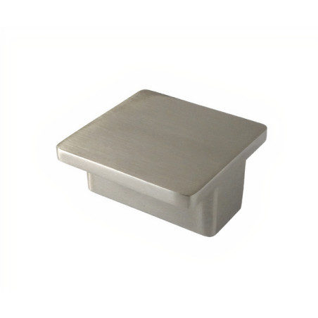 Puxador atual, cogumelo quadrado T Nesu 809416, zamak níquel escovado, 2 furos distância 64, A.24 x 75 x 75 mm