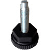Pé regulável, base plástico preto, parafuso M6 x A.22 mm