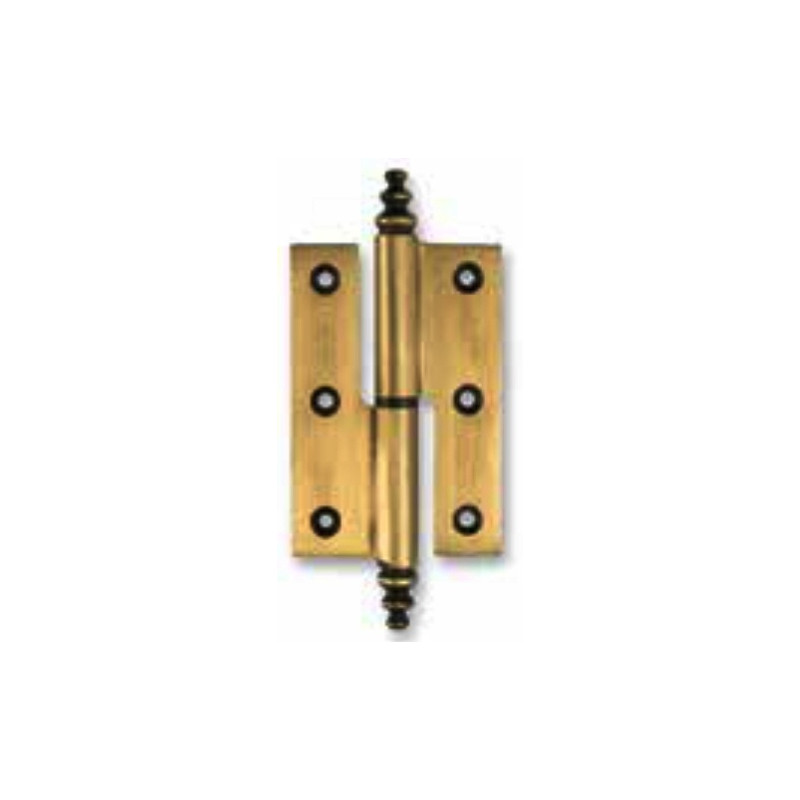 Dobradiça meio balanço com carrapeta Sofima 283 para porta, latão polido, 4", A.100 x L.39,5 x E.3 mm, direita