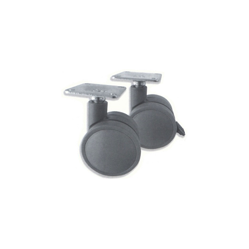 Rodízio giratório R27, roda Ø.50 dupla, sem travão, zincado/cinza, base L.42 x C.42, A.73 mm