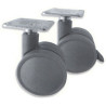 Rodízio giratório R27, roda Ø.50 dupla, sem travão, zincado/cinza, base L.42 x C.42, A.73 mm