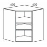 Kit/módulo superior para canto C Alvic, melamina branca, aglomerado estrutura 16 costa 8, A.700 x 630 x 630 mm
