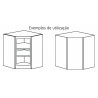 Kit/módulo superior para canto C Alvic, melamina branca, aglomerado estrutura 16 costa 8, A.700 x 630 x 630 mm