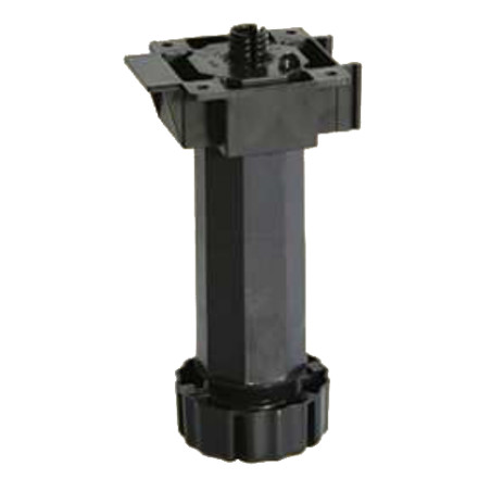 Pé para cozinha octogonal com afinação JUYPAL 59558, plástico PP polipropileno preto, sem bucha, A.120-160 mm