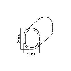 Varão oval estriado 3016 para roupeiro, alumínio cromado mate, 30 x 16 x 5000/6000 mm