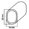 Varão oval estriado 3016 para roupeiro, alumínio bronze, 30 x 16 x 5000 mm