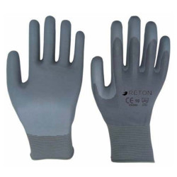 luvas de proteção em malha de nylon N120-G, palma e dedos revestidos a nitrilo, cinza, TAM.07