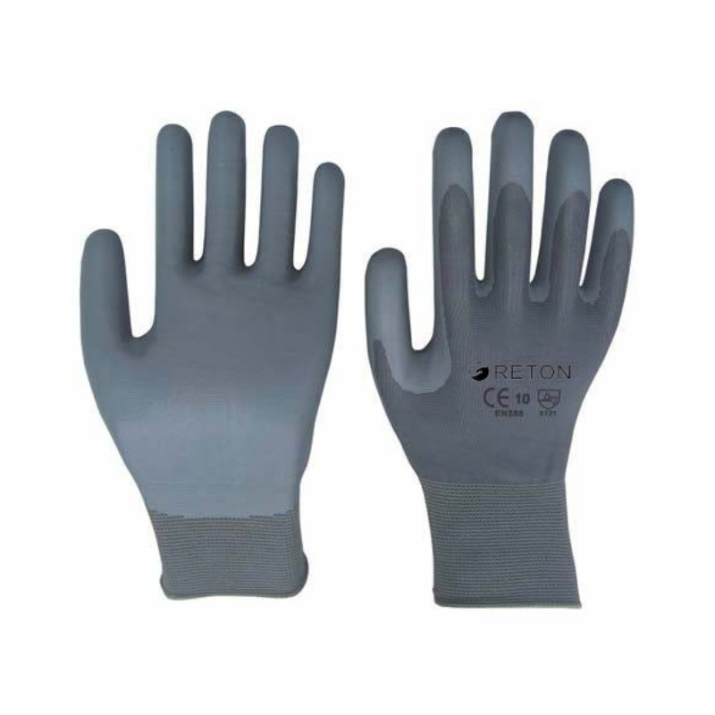 luvas de proteção em malha de nylon N120-G, palma e dedos revestidos a nitrilo, cinza, TAM.07