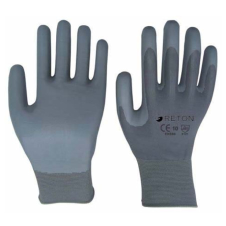 luvas de proteção em malha de nylon N120-G, palma e dedos revestidos a nitrilo, cinza, TAM.09