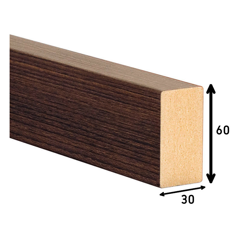 Perfil moldura 6030/P001, MDF revestido a PVC creme, A.60 x L.30 x C.3660 mm
