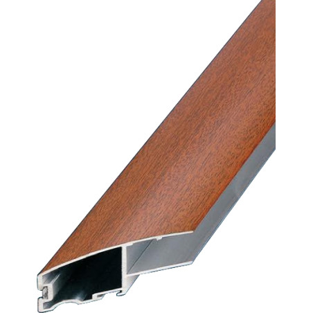 Perfil calha puxador 14966, alumínio revestido a folha de faia vaporizada sem verniz, para porta de roupeiro com 16 mm