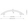 Puxador clássico, asa ponte Sofima 395, zamak niquelado preto, 2 furos distância 64, Ø.5 x A.25 x C.101 mm