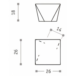 Puxador atual, quadrado pirâmide Sofima 748, zamak niquelado mate, 1 furo, A.18 x 26 x 26 mm