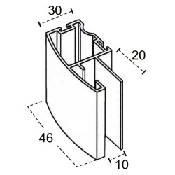 Perfil calha puxador 14967, alumínio revestido a folha de carvalho, para porta de roupeiro com 10 mm