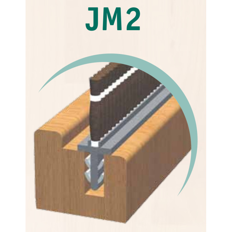 Perfil vedante semi-rígido JM2, plástico carvalho, pelúcia com A.12 mm, C.2,5 mts
