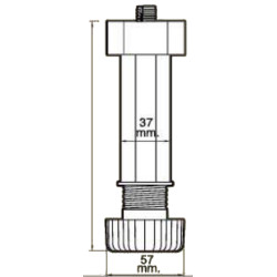 Pé para cozinha octogonal com afinação JUYPAL 59558, plástico PP polipropileno preto, sem bucha, A.120-160 mm