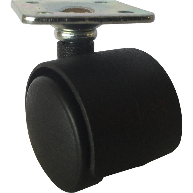 Rodízio giratório, roda Ø.30 dupla, sem travão, zincado/preto, base L.32 x C.32, A.44 mm