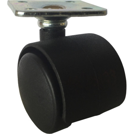 Rodízio giratório, roda Ø.30 dupla, sem travão, zincado/preto, base L.32 x C.32, A.44 mm