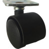 Rodízio giratório, roda Ø.30 dupla, sem travão, zincado/preto, base L.32 x C.32, A.44 mm