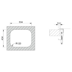 Lava louça RODI ACQUAVIVA, uma pia sem escorredor, inox polido, aplicação inferior, 550 x 450, MOD.600 mm