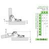 Dobradiça curva 17 DANCO F85080/92C44 WS, braço em aço niquelado, copo Ø.35 furação 48 mm sem mola, abertura 110º
